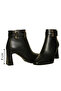 Black Leather Women's Buckle Heeled Boots - 3