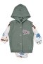 Baby Boy Green Ecru Elephant Embroidered Vest 3-Piece Set - 6