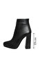 Black Leather Platform High Heeled Women's Boots - 4