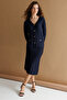 Women's Pleated Araboy Fine Knit Skirt Dark Blue - 3