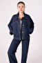 Women's Navy Blue Enzyme Wash Jean Jacket – 100% Cotton Denim - 5