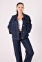 Women's Navy Blue Enzyme Wash Jean Jacket – 100% Cotton Denim - 4