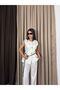 Round Neck Buttoned Belt Accessories Included Lined Vest Set Front Pleated Pocketed High Waist Trouser Suit - 6