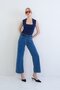 Blue Fleto Pocketed Lycra Side Zipper Jean Trousers Alc-X15435