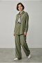 Women's Slim Tencel Washable Denim Shirt and Pants Two-Piece Set - Khaki - 3