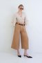 Camel Waist and Leg Detailed Loose Cut Gabardine Trousers with Side Pockets Alc-X15440