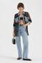 Women's Lace and Denim Fabric Paneled Design Jacket Shirt - 4