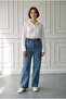 Women's Jeans with Elastic Waist Denim Trousers-Blue - 2