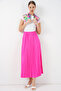 8009 Leather-Look Pleated Skirt - Fuchsia