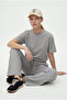 Women's Elix Modal Touch Crew Neck Elastic Waist Pocketed Gray Melange Top and Bottom Set - 2
