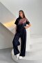 Women's Navy Blue Stone Detailed Double Basic Set Nbg126 - 4