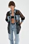 Women's Lace and Denim Fabric Paneled Design Jacket Shirt