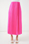 8009 Leather-Look Pleated Skirt - Fuchsia - 2