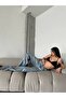 Special Design Wide Leg Silvery Shiny Jean Distressed Detail Pants-Custom Design Wide Leg Silvery Jean - 4