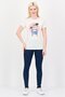 Women Crew Neck Short Sleeve Graphic Print T-Shirt, Cream - 3