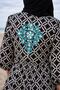 Women's Button-Front Embroidered Pocketed Black Maternity Hijab Dress - 7