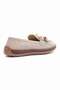 Women's Suede Loafers Tassel and Bead Detailed Casual Ballet Flats Lorea Beige - 5