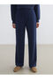 Navy Blue Women's Sweatpants with Elastic Waist - 3