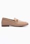 Women's Genuine Leather Ballet Flats Metal Accessory Detail Loafers Nalora Nude - 2