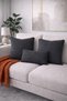 3-Pack Cotton Textured Woven Cushion Cover Dark Gray