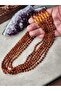 Güleç Natural Drop Amber Necklace - 45 cm - Brown Red Tones - 4