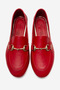Genuine Leather Women's Red Buckled Ballet Flats Gloria - 2
