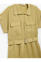 Short Sleeve Shirt Collar Capes Pocketed Belts Modal Overalls - 5