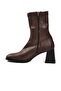 Brown Fleece Zippered Stretch Women's Heeled Boots - 4