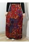 Bohemian, Ethnic Printed Long Skirt, Holiday Beach Dress, Elastic Waist, Mevlana Viscose with 3 Layers of Ruffles