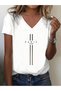 Women's Paris Printed V-Neck Sleeved Regular Fit T-Shirt