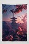 Sakura Castle Wall Covering – Large Size Tapestry Wall Art Rug Sq, Game Anime Movie Room Decor