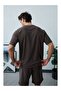 Men's Gofre Fabric Regular T-Shirt with Embroidery on the Front - 4