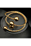 Gold-Tone Twisted Ball-End Bangle Set - 4pcs Rope Design Stackable Bracelets - 2