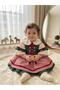 Green Red Plaid Detailed 100% Cotton Special Occasion Costume Dress + Buckle - 7