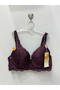 Women's Wired Non-Padded Lace Piece Plum Bra with Lace Detail
