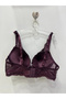 Women's Wired Non-Padded Lace Piece Plum Bra with Lace Detail - 2