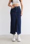 Women's High Waist Front Slit Tasseled Leg Long Denim Skirt Bnj-346