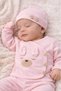 Organic Baby Girl Eared Rabbit Patterned 5-Piece Jumpsuit Hospital Release Newborn Outfit Baby Bib - 4