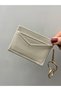 Five-Compartment Heart Detailed Cream Color Women's Card Holder and Bag Charm - 4