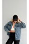 Women's Washable Double Pocketed Oversized Denim Denim Shirt Bnj-623 - 2