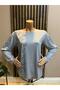 Women's Combed Cotton Blouse for Middle Ages and Above with Viscose Sparkling Branches and Stones