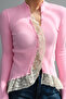 Lace Detailed Spanish Sleeve D Mock Neck Buttoned Knitwear Design Cardigan - 2