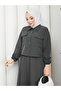Hürrem Double Fabric Button Detailed Stylish Hijab Skirt Jacket Double Set - 2
