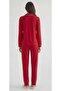 Women's Cotton Piece Shirt Collar Button Long Pajama Set - 2