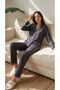 Women's Cotton Piece Shirt Collar Button Long Pajama Set