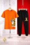 Children's Tiger Left Side Printed T-Shirt Tracksuit Set