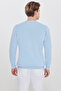 Men's Ice Blue 100% Cotton Standard Fit Regular Cut Crew Neck Jacquard Knitwear Sweater - 5