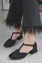 Retro Women's Mary Janes Vintage Black Patent Leather Short Block with Square Toe Helmets Heeled Shoes - 5