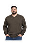 Men's Plus Size Dark Mink V-Neck Knitwear Sweater 3Xl-4Xl-5Xl-6Xl