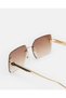 Women Brown Oversized Metal Frame Sunglasses - 3